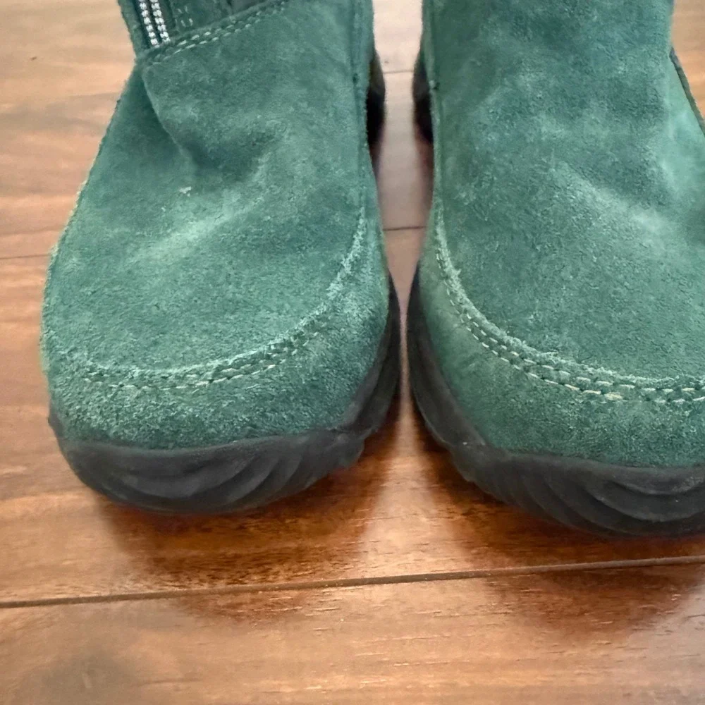 Lands End Green Quilted Suede Winter Snow Boots Womens 6.5B Style 176848
